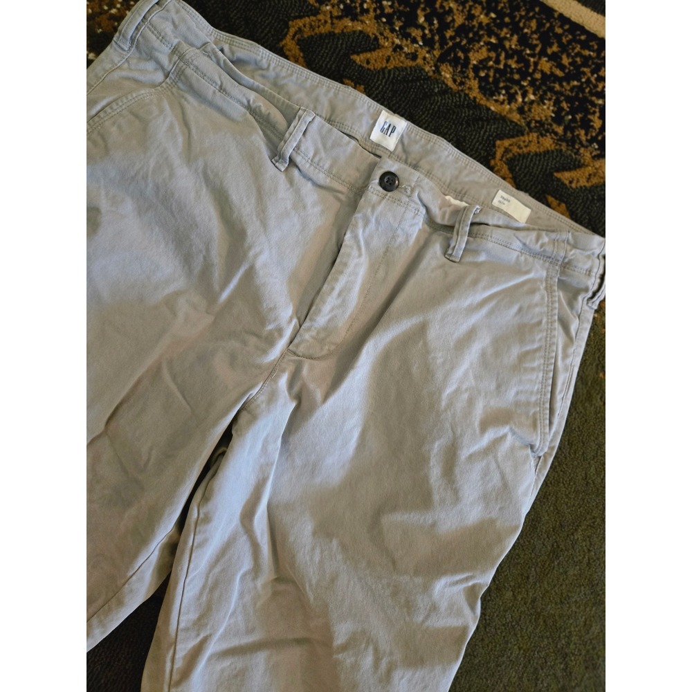 Gap Mens Slim Fit Chino Pants Light Gray Stretch Cotton Trousers 38x30
